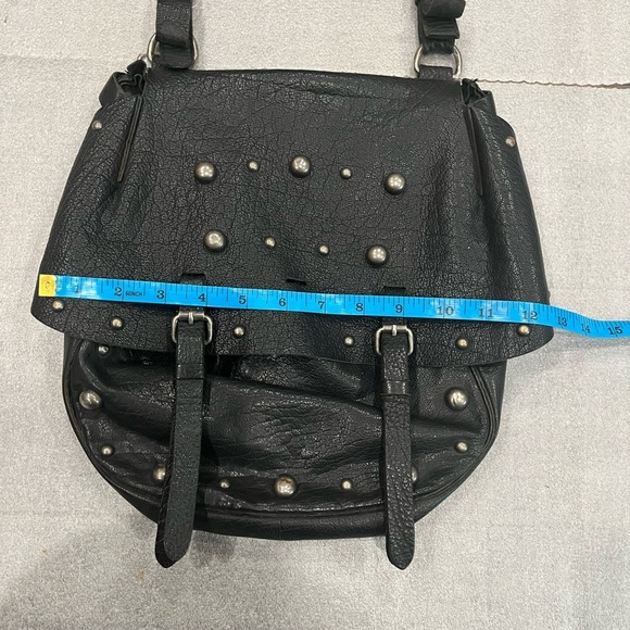 Lucky Brand Pebble Leather Studded Black Crossbody Bag Boho Hippie - Picture 12 of 16